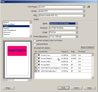 PDF printer allows separation of design by Illustrator